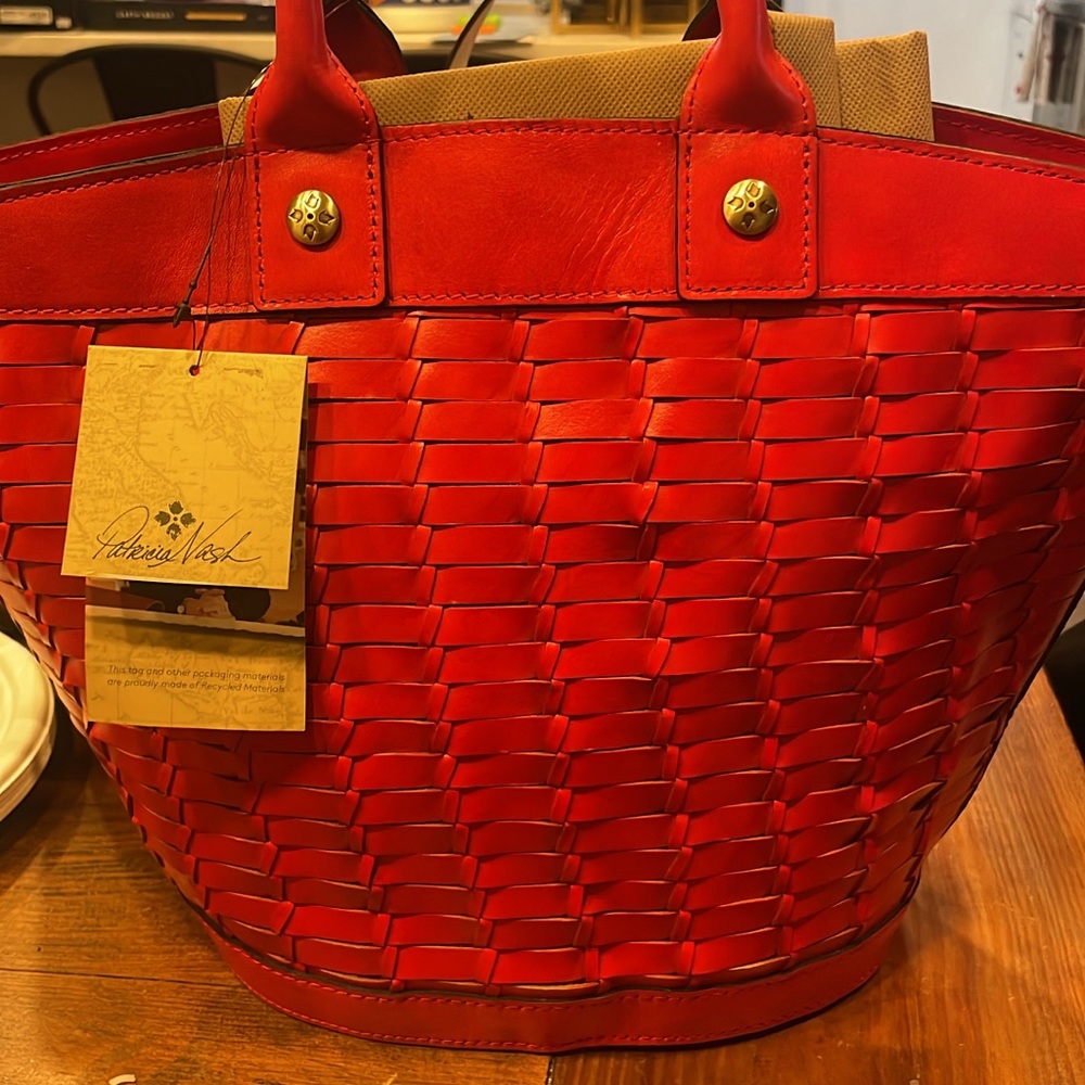 Patricia Nash Red Woven Tote Bag